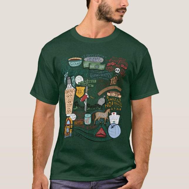Färgglada John Mulaney-citat-sammanställning vän T Shirt (Framsida)