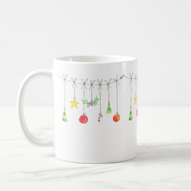 Färgglada juldekorationer kaffemugg (Vänster)