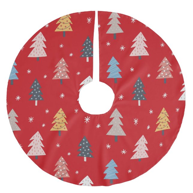 Färgglada julgranar dekorationer ljus retro julgransmatta borstad polyester (Framsidan)