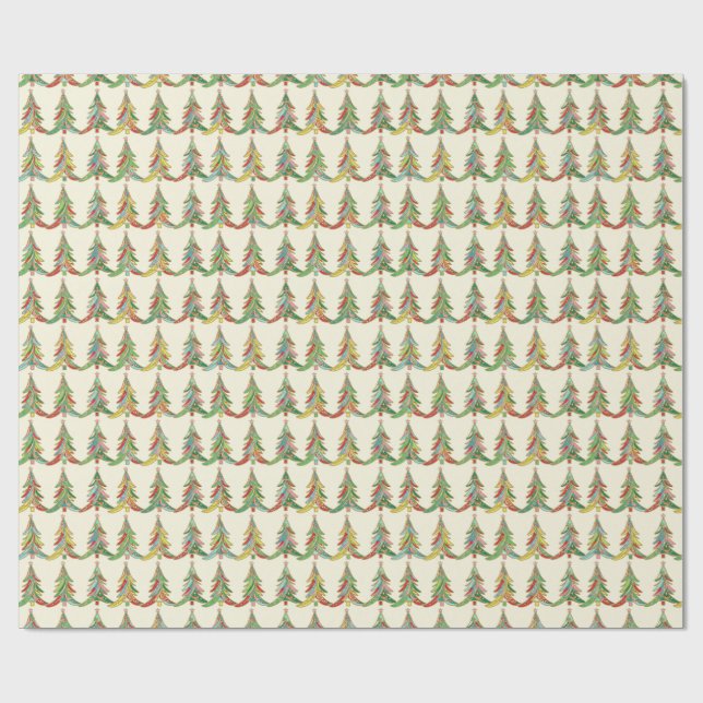 Färgglada julgranar Festive Presentpapper (Platt)