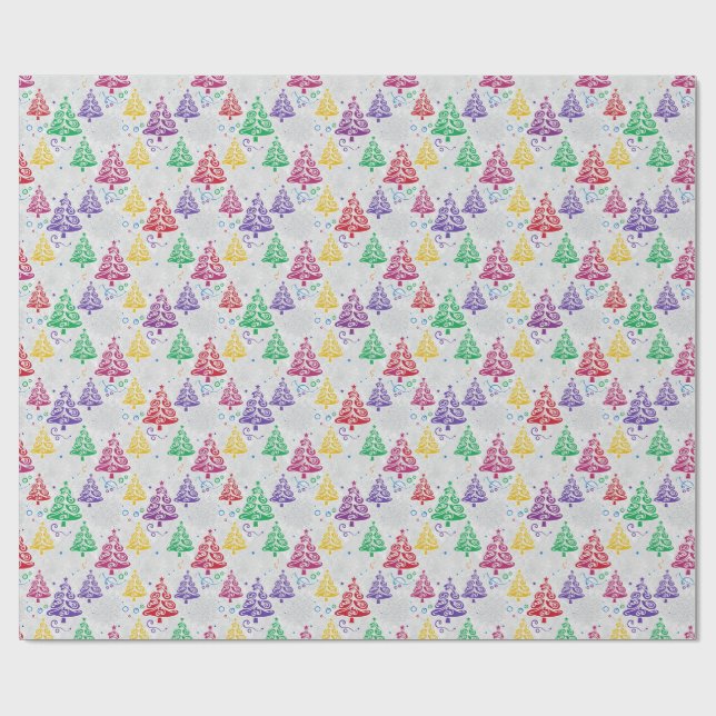 Färgglada julgranar Xmas Presentpapper (Platt)