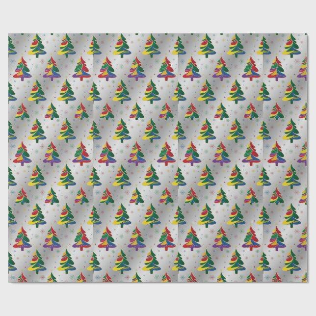 Färgglada julgranar Xmas Presentpapper (Platt)