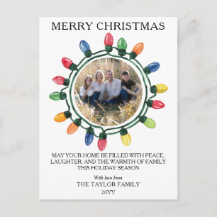 Färgglada julgransbelysning Foto Familj Helg Vykort