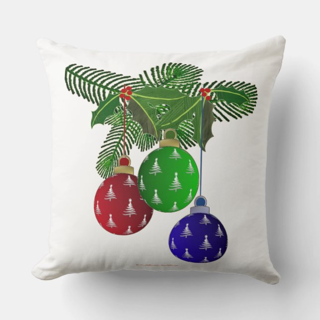 Färgglada julgransprydnader kudde (Framsida)
