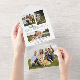 Färgglada julhälsningar Typografi 3-foto