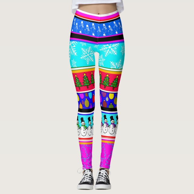 Färgglada julstrumpor leggings (Framsida)