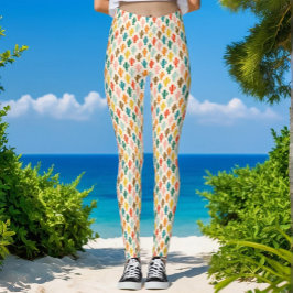 Färgglada Kaktus Silhuett Mönster Leggings
