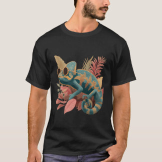 Färgglada Kameleont Ödla Motiv Tropisk Djur Konst T Shirt