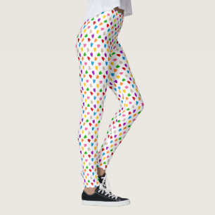 Färgglada kärlekshjärtsmönsterdesign vit  leggings