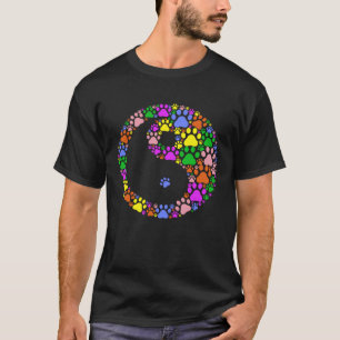 Färgglada katt- och hundtassar Yin Yang T Shirt