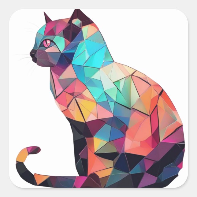 Färgglada kattdekaler fyrkantigt klistermärke (Framsida)