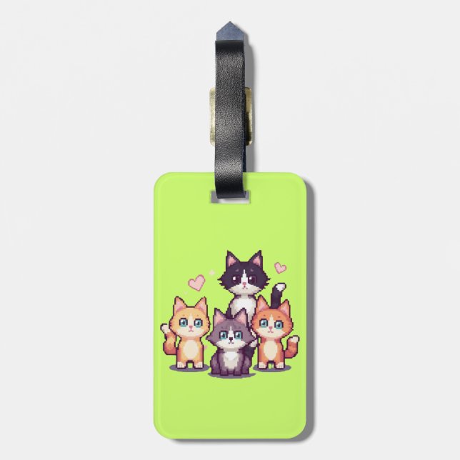 Färgglada Katter i Pixel  Bagagebricka (Baksidan Lodrät)