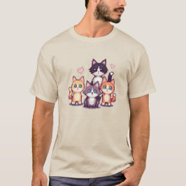 Färgglada Katter i Pixelformat  T Shirt
