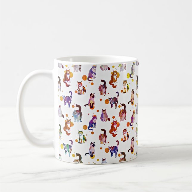 Färgglada katter kaffemugg (Vänster)