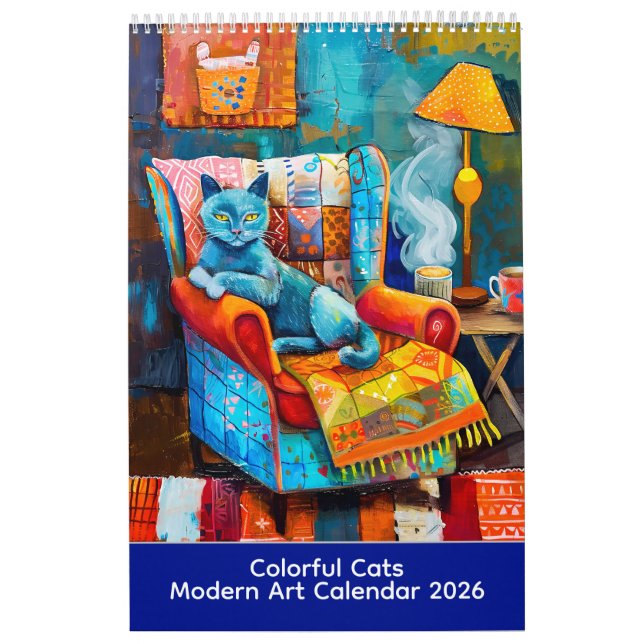 Färgglada katter – Modern konstkalender 2026 Kalender (Omslag)