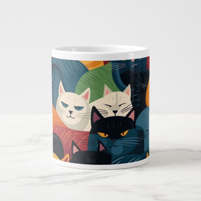 Färgglada katter som sover jumbo mugg (Framsidan)