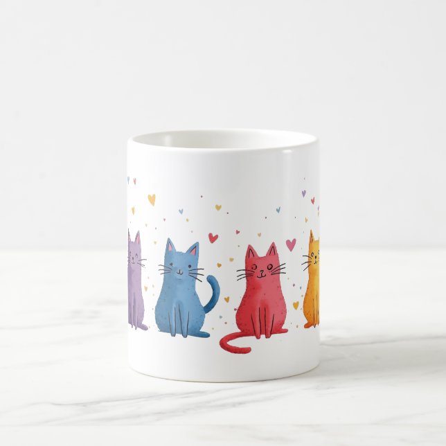 Färgglada Kattritning Kaffemugg (Center)