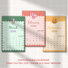 Färgglada Kawaii-säsonger varje månad Kalender