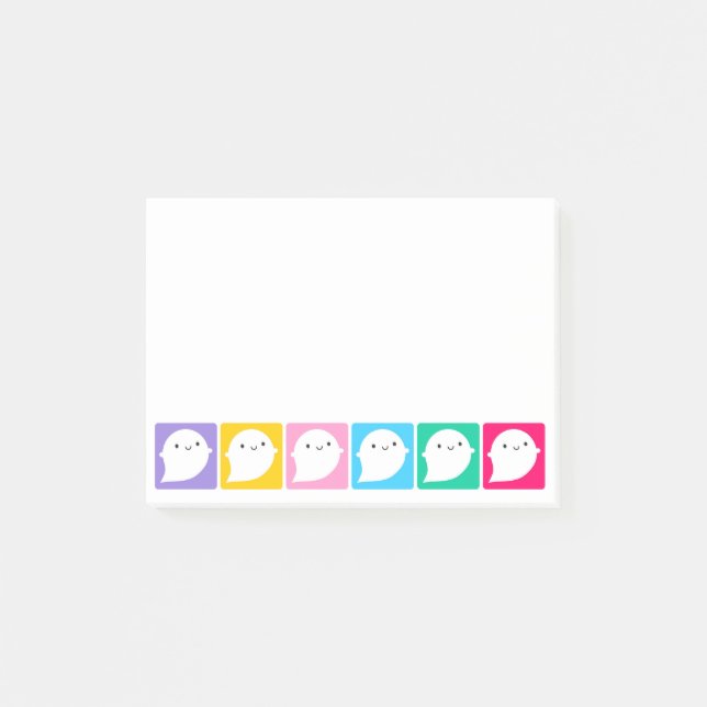 Färgglada Kawaii Små Spöken Post-it Block (Framsida)