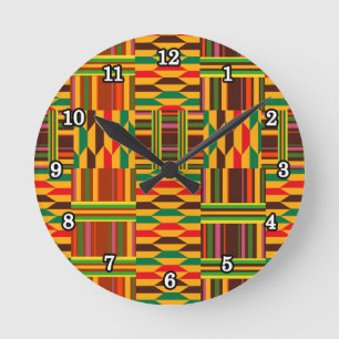 Färgglada Kente Rund Klocka