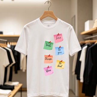 Färgglada klisterlappar Positiv motivationskonst T Shirt