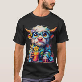 Färgglada ko T-shirt med kall dryck