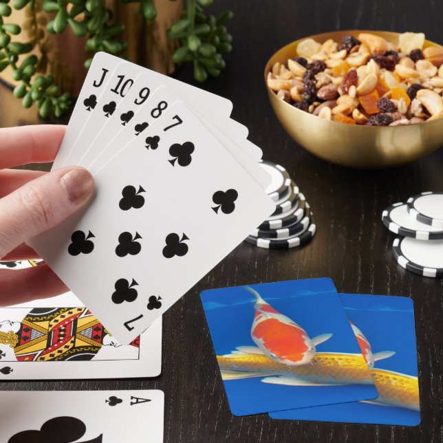 Färgglada Koi i blå pool Casinokort (På plats)