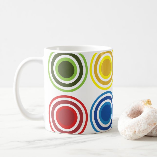 Färgglada koncentriska cirklar Geometrisk Kaffemugg (Med munk)