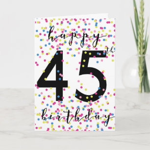 Färgglada Konfetti Glad 45-årsdag Kort
