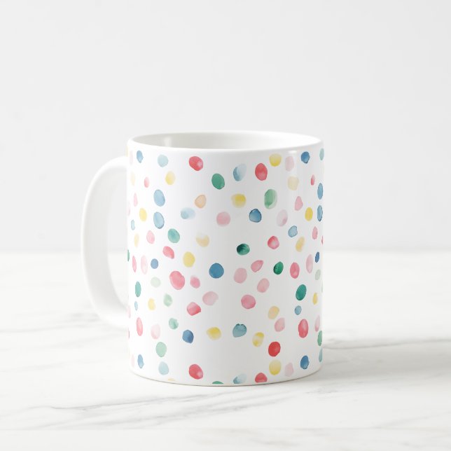 Färgglada Konfettipunkter Kaffemugg (Framsida vänster)
