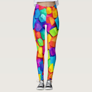 Färgglada kristallformer konst leggings