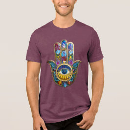 Färgglada kronblad blad Hamsa Safir Tredje ögat T Shirt