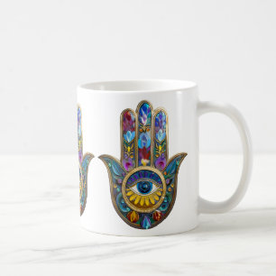 Färgglada kronblad löv Hamsa Safir Tredje ögon Kaffemugg