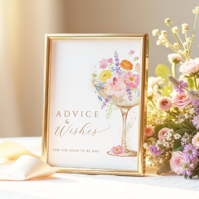 Färgglada kronblad Prosecco råd önskar bordsskylt Poster (Skapare uppladdad)