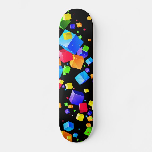 Färgglada kuber 2 mini skateboard bräda 18,5 cm (Framsida)