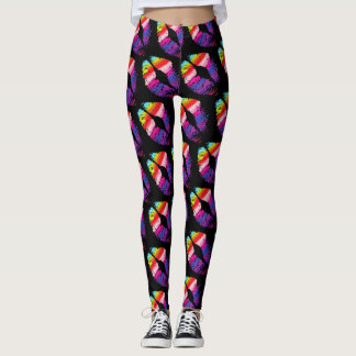 Färgglada Läppar Modern Svart #4 Leggings