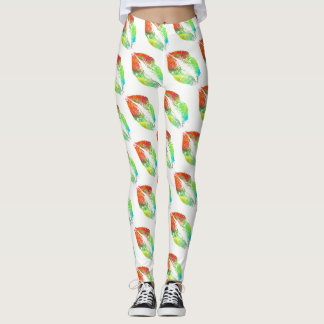 Färgglada Läppar Modern Vit #6 Leggings