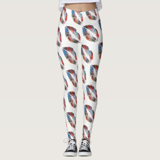 Färgglada Läppar Modern Vit #7 Leggings