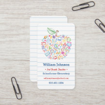 Färgglada lärare Apple visitkort
