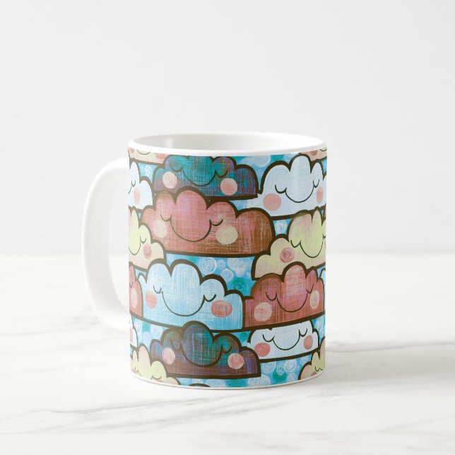 Färgglada Leende Moln Kaffemugg (Framsida vänster)