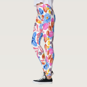 Färgglada leggings med ett livfullt blommönster