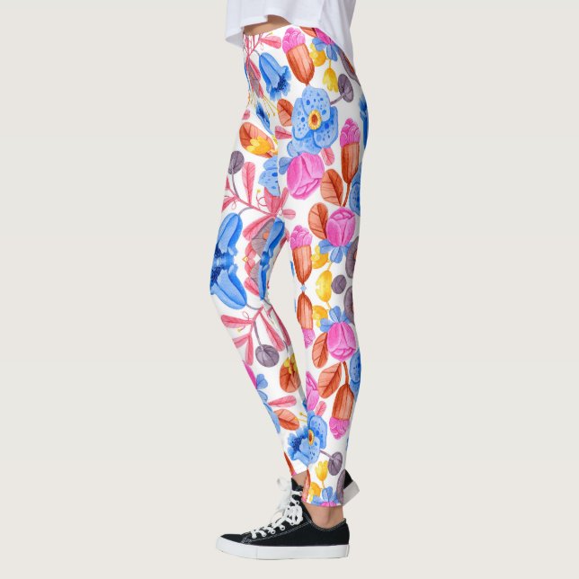Färgglada leggings med ett livfullt blommönster (Vänster)