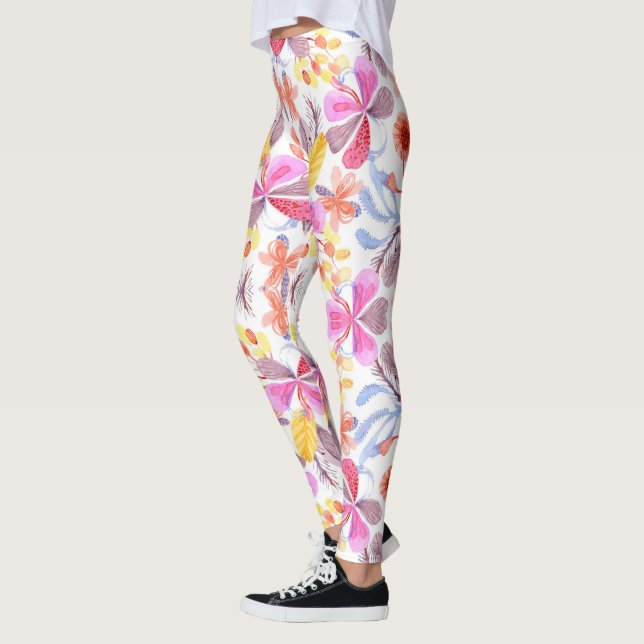Färgglada leggings med ett livfullt blommotiv  (Vänster)