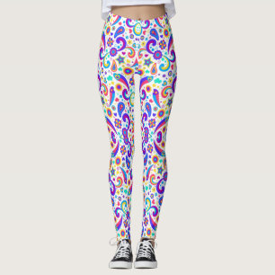 Färgglada leggings med ett livfullt paisley-mönste