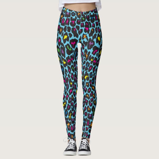Färgglada Leopardskrivna Leggings (Framsida)