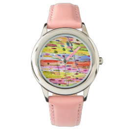 Färgglada Linjer Akvarell Abstrakt Armbandsur