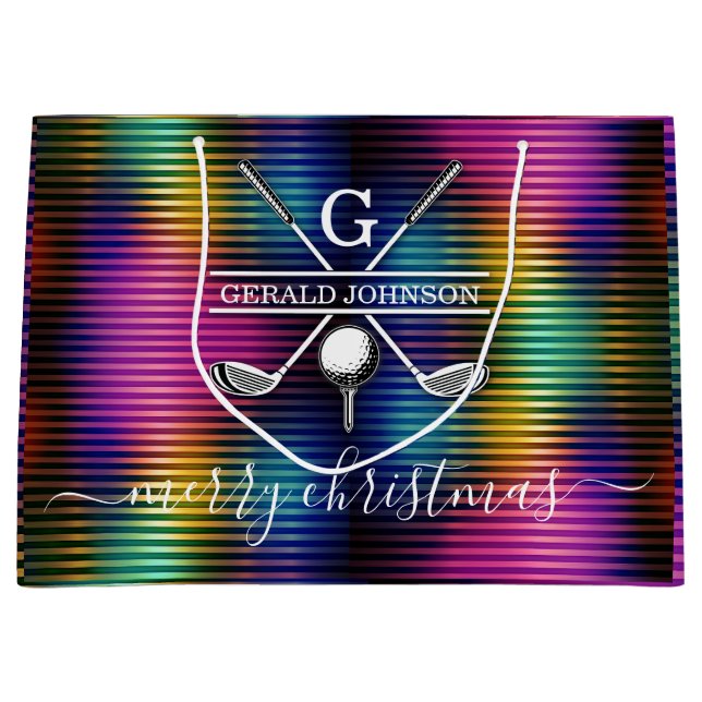 Färgglada linjer Anpassad elegant golfmonogramdesi (Framsidan)