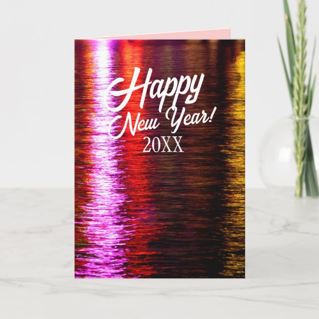 Färgglada Ljus Reflektioner Anpassningsbar Önsknin Helgkort (Framsida)