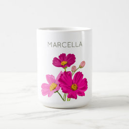 Färgglada ljusa trädgårdskosmos blommor anpassade kaffemugg