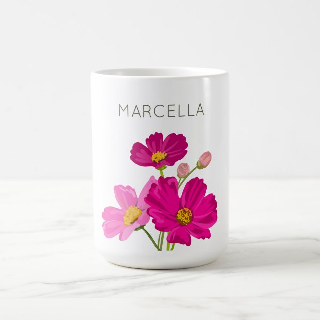 Färgglada ljusa trädgårdskosmos blommor anpassade  kaffemugg (Center)